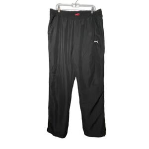 Puma Black Track Pants Mens Size Large Straight Leg Elastic Vintage Flight Pants